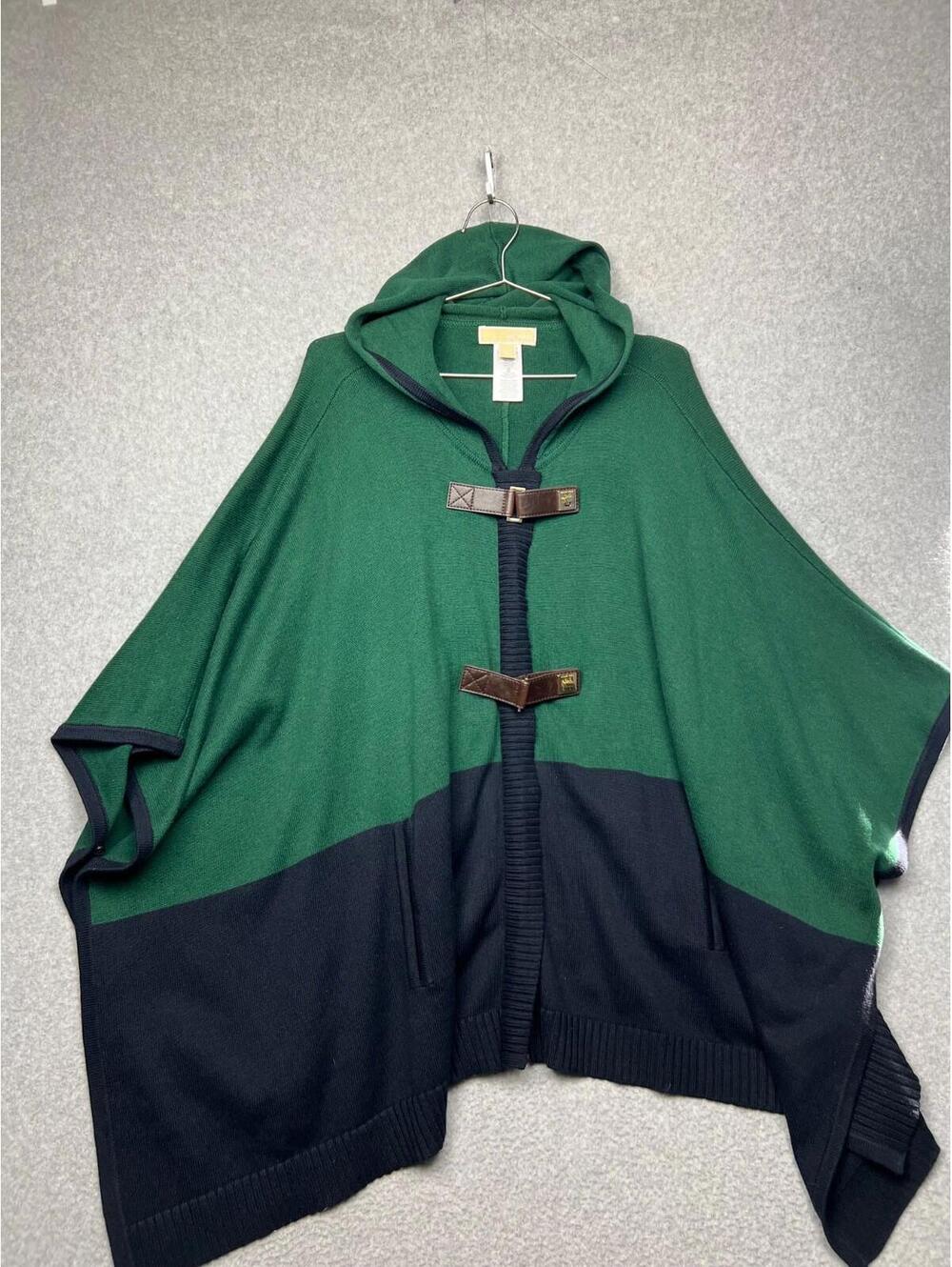 Michael Kors Sweater Poncho Cape l/Xl Oversized Hidden Full Zip Toggle Closure